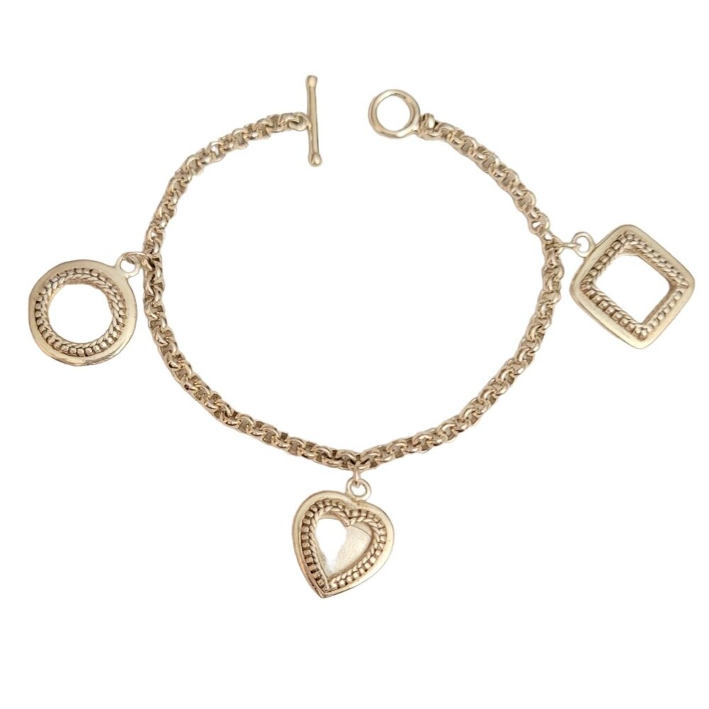Sterling Silver Photo Holder Charm Bracelet, 7.25" Long